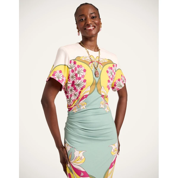 La DoubleJ Lela Dress in Florette Placée Fuchsia, view 5