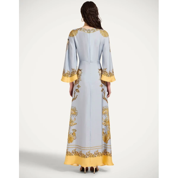 La DoubleJ Long Sorella Dress in Oceania Placée Light Blue, view 3