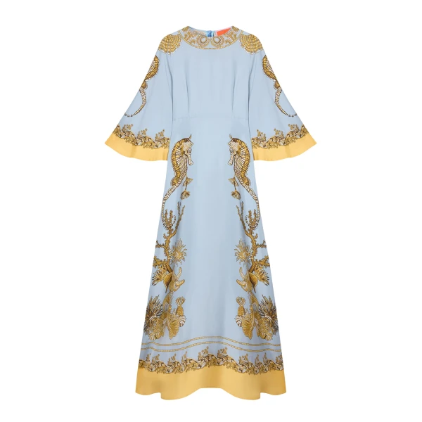 La DoubleJ Long Sorella Dress in Oceania Placée Light Blue
