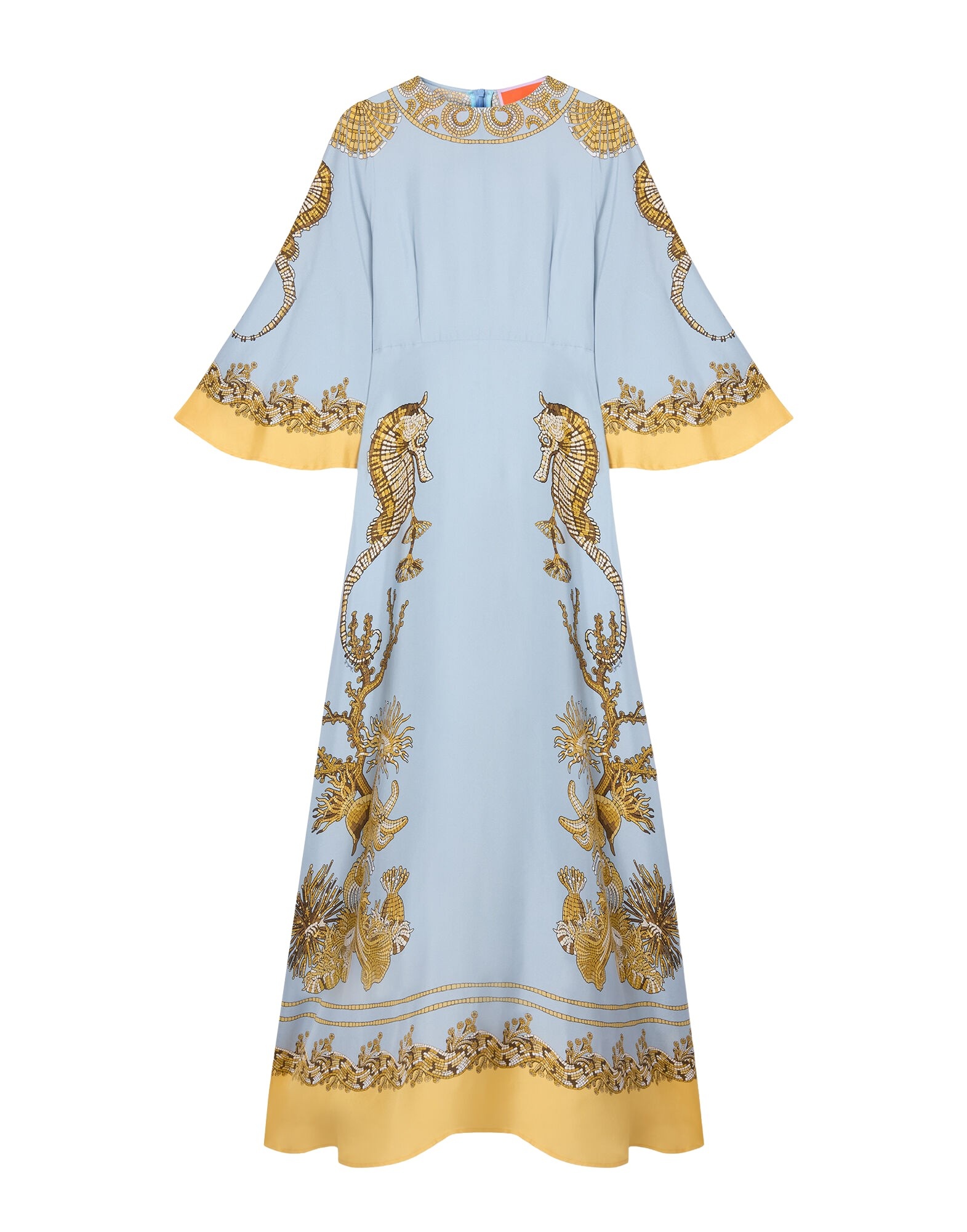 La DoubleJ Long Sorella Dress in Oceania Placée Light Blue - Dresses - Milanese Maximalist Fashion at Luxury Shoes 