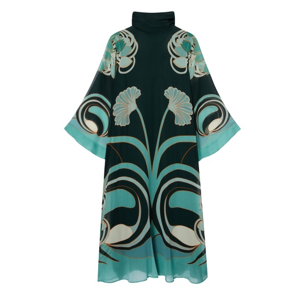 La DoubleJ Magnifico Midi Dress in Blooming Tulip Placée Dark Green - Dresses - Milanese Maximalist Fashion at Luxury Shoes 