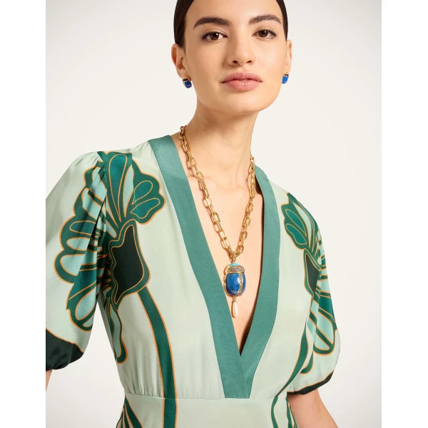 La DoubleJ Marlene Dress in Blooming Tulip Placée Mint, view 6
