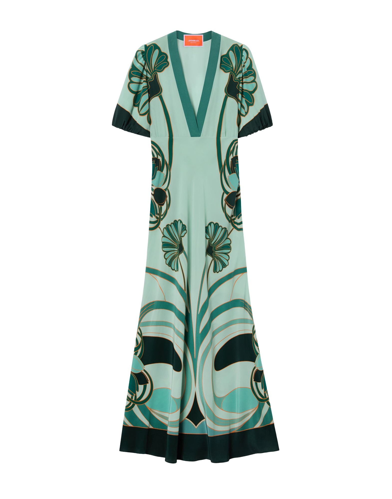 La DoubleJ Marlene Dress in Blooming Tulip Placée Mint - Dresses - Milanese Maximalist Fashion at Luxury Shoes 