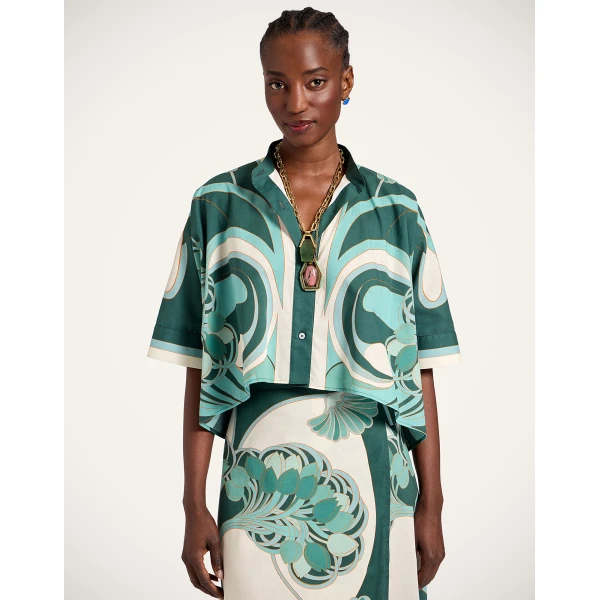 La DoubleJ Mini Foulard Shirt in Blooming Tulip Placée Mint, view 2