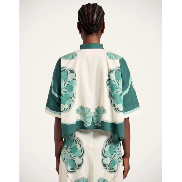 La DoubleJ Mini Foulard Shirt in Blooming Tulip Placée Mint, view 3