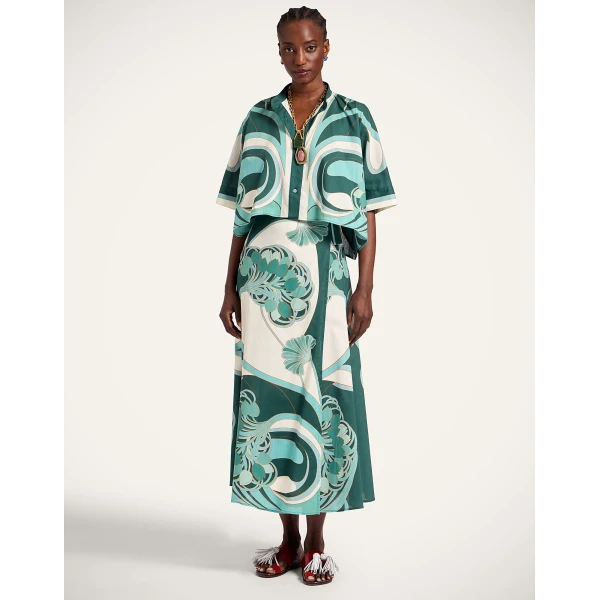 La DoubleJ Mini Foulard Shirt in Blooming Tulip Placée Mint, view 4