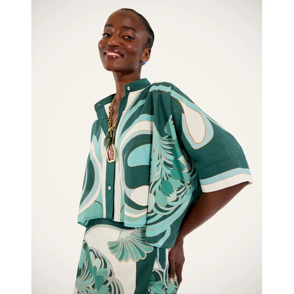 La DoubleJ Mini Foulard Shirt in Blooming Tulip Placée Mint, view 5