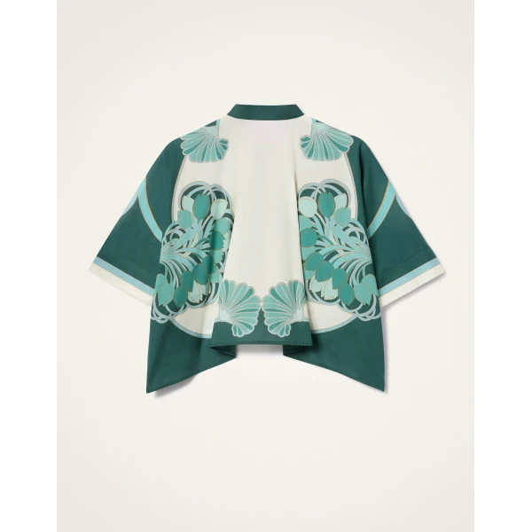 La DoubleJ Mini Foulard Shirt in Blooming Tulip Placée Mint, view 6