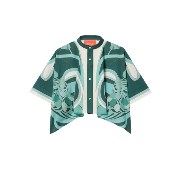 La DoubleJ Mini Foulard Shirt in Blooming Tulip Placée Mint