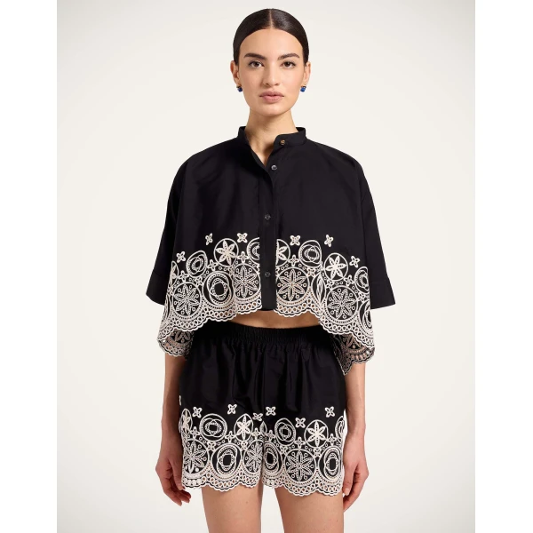 La DoubleJ Mini Foulard Shirt in Eclipse Solid Black, view 2