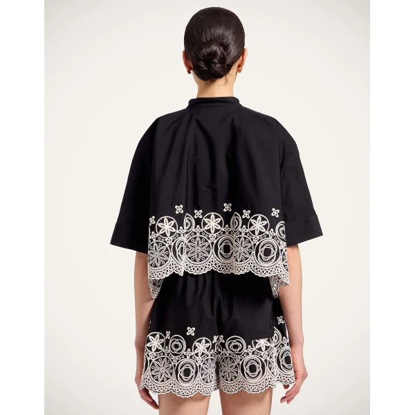 La DoubleJ Mini Foulard Shirt in Eclipse Solid Black, view 3