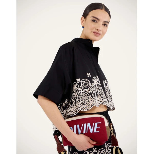 La DoubleJ Mini Foulard Shirt in Eclipse Solid Black, view 5