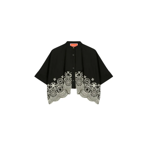 La DoubleJ Mini Foulard Shirt in Eclipse Solid Black