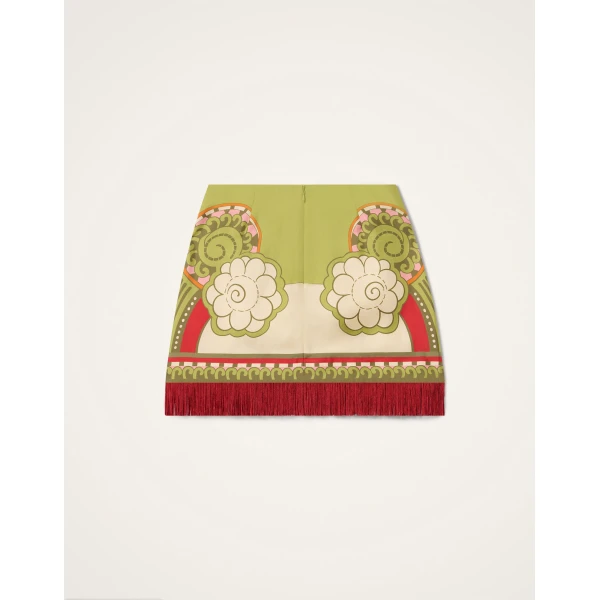 La DoubleJ Mini Foulard Skirt in Ambrosia Placée Green, view 6