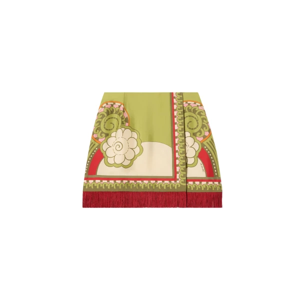 La DoubleJ Mini Foulard Skirt in Ambrosia Placée Green