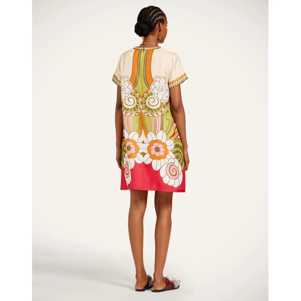 La DoubleJ Mini Swing Dress in Ambrosia Placée Green, view 3