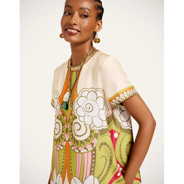 La DoubleJ Mini Swing Dress in Ambrosia Placée Green, view 4
