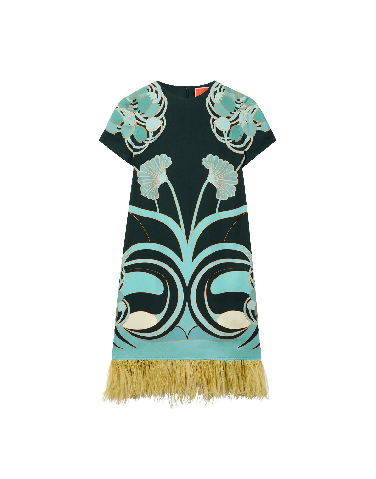 La DoubleJ Mini Swing Dress in Blooming Tulip Placée Dark Green - Dresses - Milanese Maximalist Fashion at Luxury Shoes 