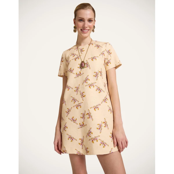 La DoubleJ Mini Swing Dress in Farfalla Buttercream, view 6