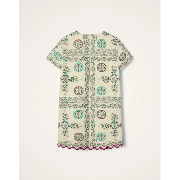 La DoubleJ Mini Swing Dress in Florette Tiles Ecru, view 6