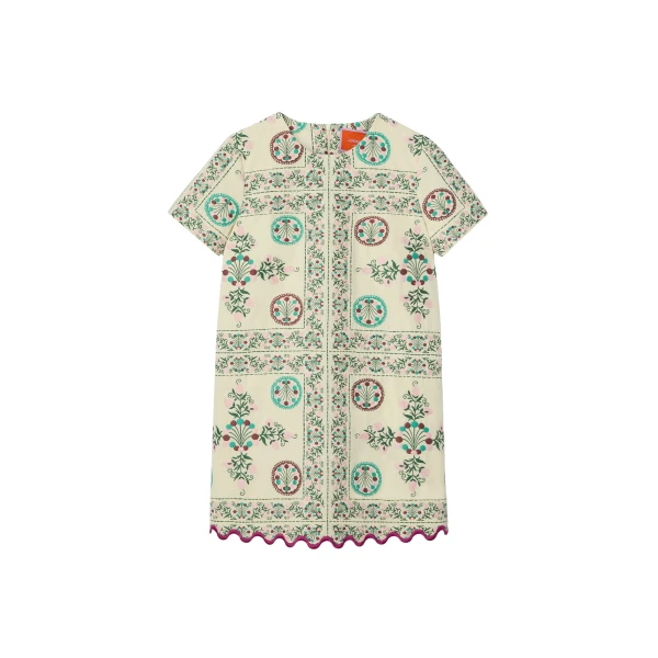 La DoubleJ Mini Swing Dress in Florette Tiles Ecru