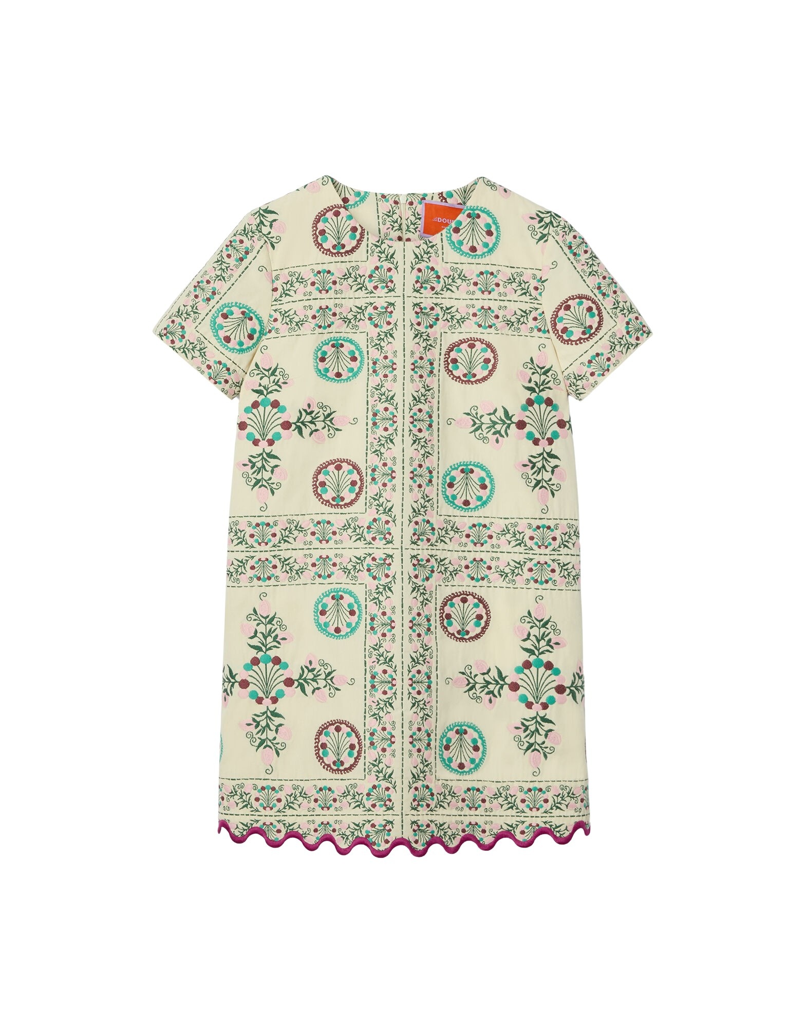 La DoubleJ Mini Swing Dress in Florette Tiles Ecru - Dresses - Milanese Maximalist Fashion at Luxury Shoes 