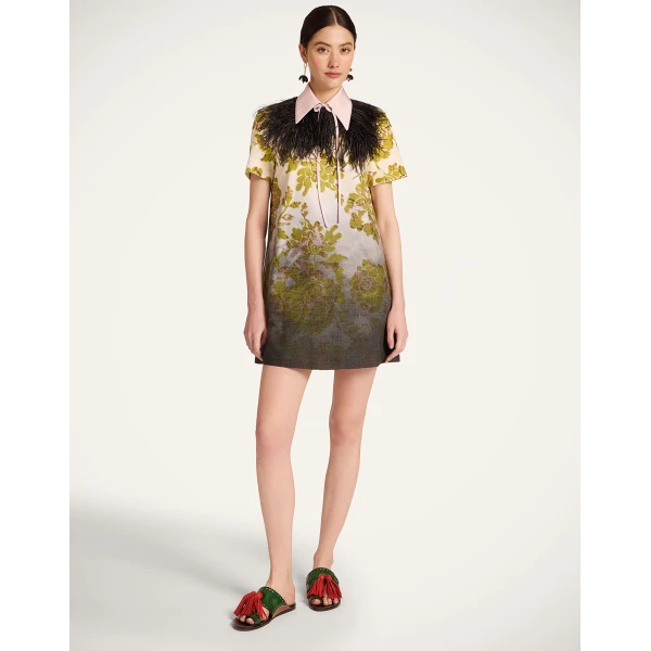 La DoubleJ Mini Swing Dress in Oasis Ombré Placée Green & Black, view 2