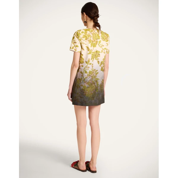 La DoubleJ Mini Swing Dress in Oasis Ombré Placée Green & Black, view 3