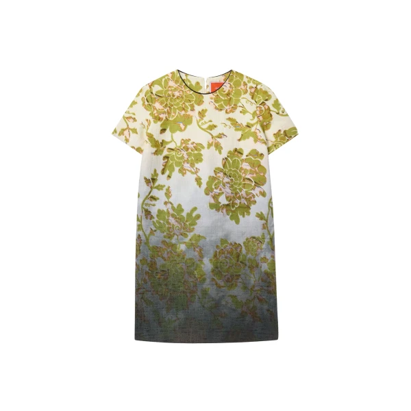 La DoubleJ Mini Swing Dress in Oasis Ombré Placée Green & Black
