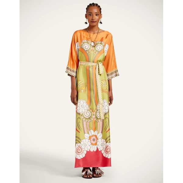 La DoubleJ Muumuu Dress Round Neck in Ambrosia Placée Green, view 4