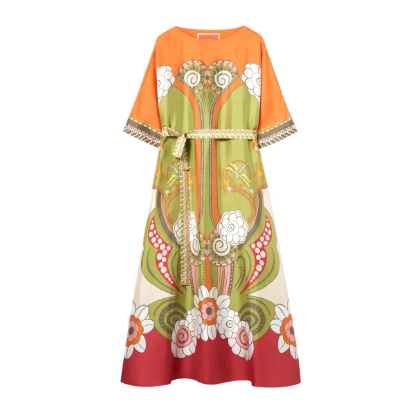 La DoubleJ Muumuu Dress Round Neck in Ambrosia Placée Green