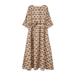 La DoubleJ Muumuu Dress Round Neck in Florette Fan Brown
