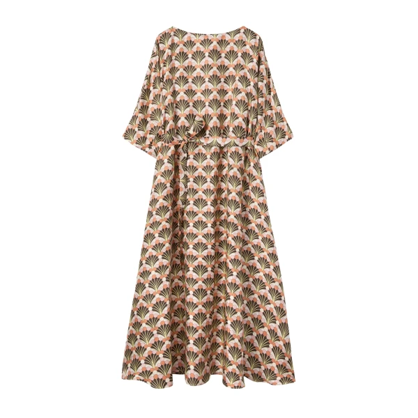 La DoubleJ Muumuu Dress Round Neck in Florette Fan Brown