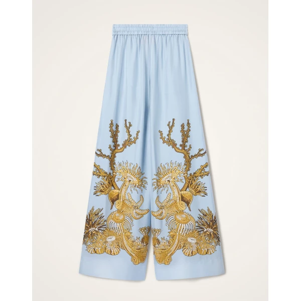La DoubleJ Palazzo Pants in Oceania Placée Light Blue, view 6