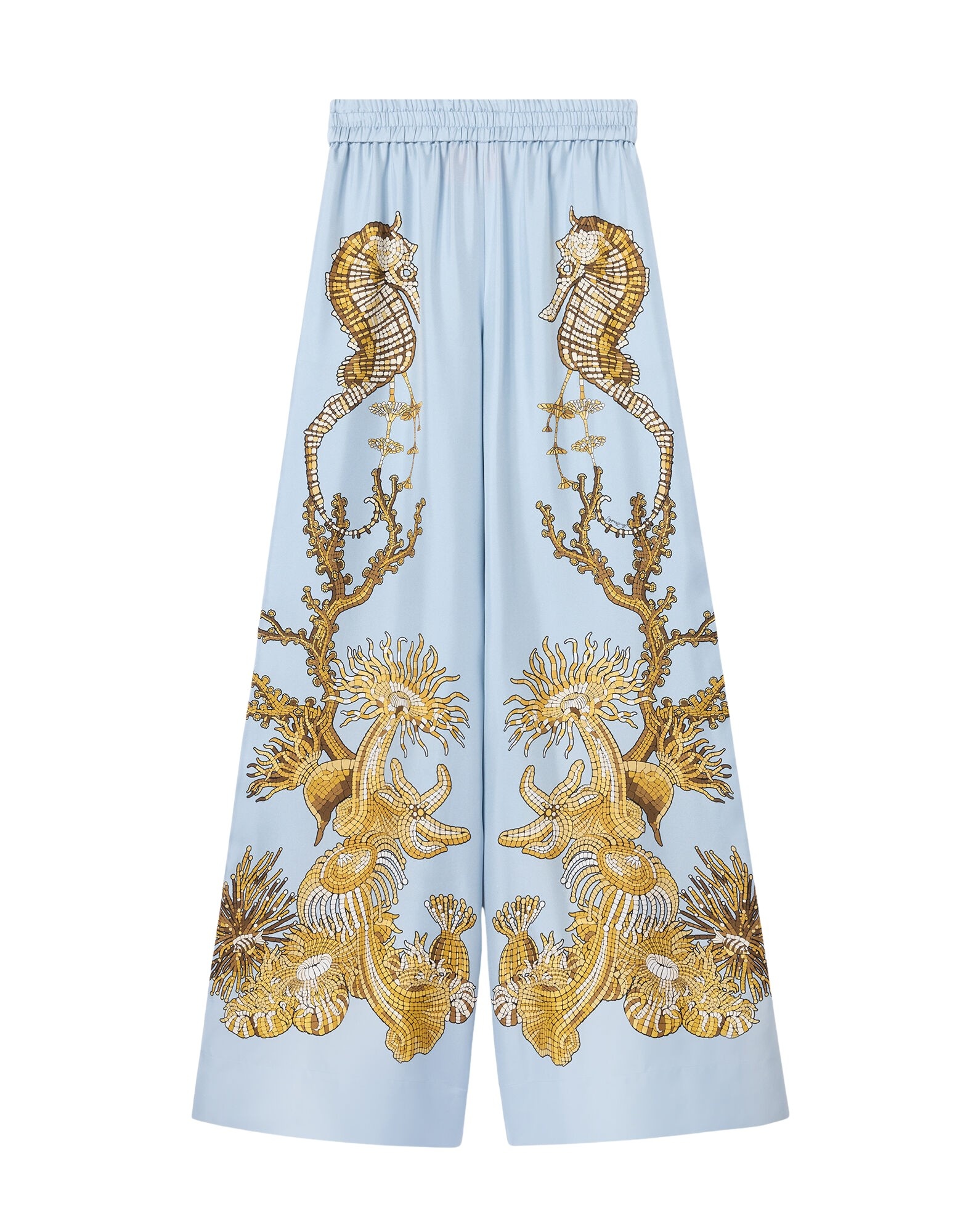 La DoubleJ Palazzo Pants in Oceania Placée Light Blue