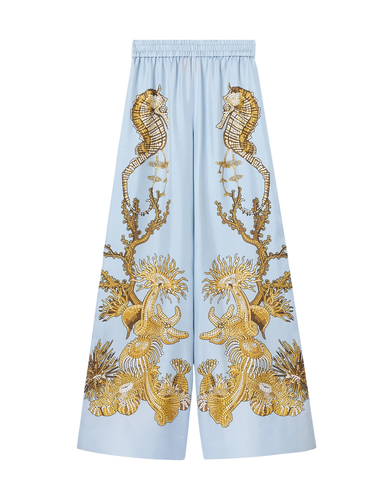 La DoubleJ Palazzo Pants in Oceania Placée Light Blue