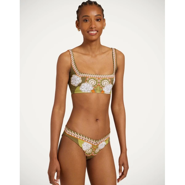 La DoubleJ Pammy Bikini Top in Ambrosia Placée Green, view 2