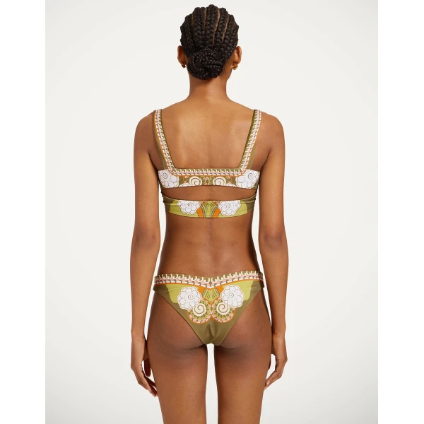 La DoubleJ Pammy Bikini Top in Ambrosia Placée Green, view 3