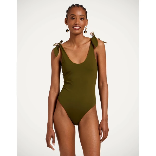 La DoubleJ Pammy Reversible Suit in Ambrosia Placée Green, view 4