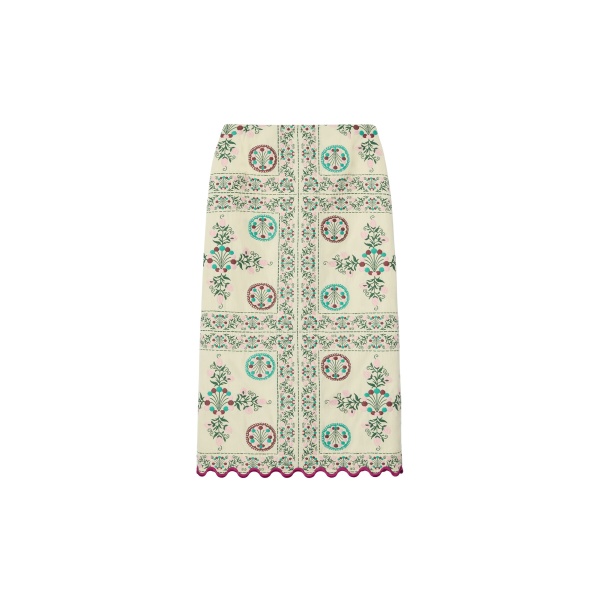 La DoubleJ Pencil Skirt in Florette Tiles Ecru - Skirts - Milanese Maximalist Fashion at Luxury Shoes 