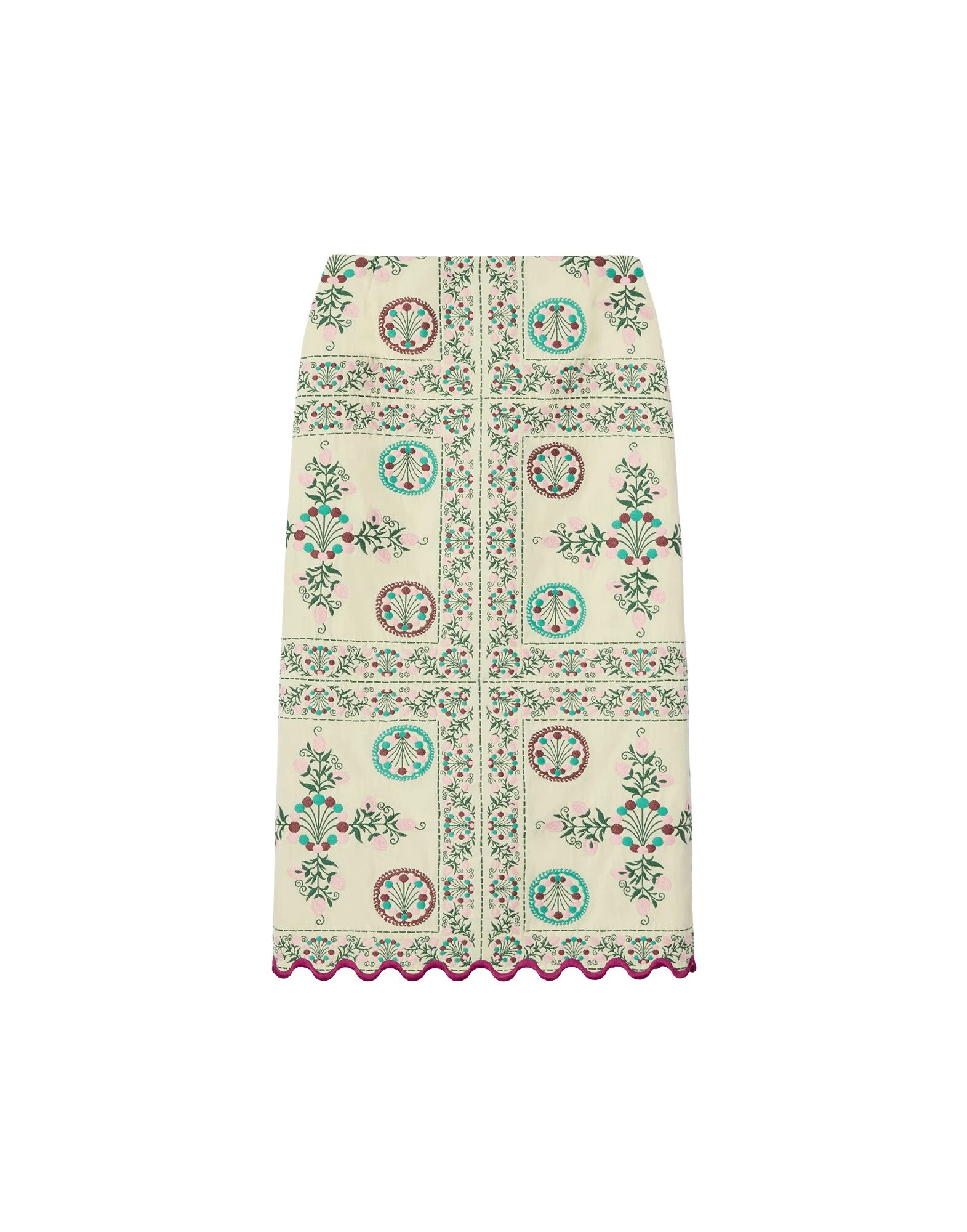 La DoubleJ Pencil Skirt in Florette Tiles Ecru