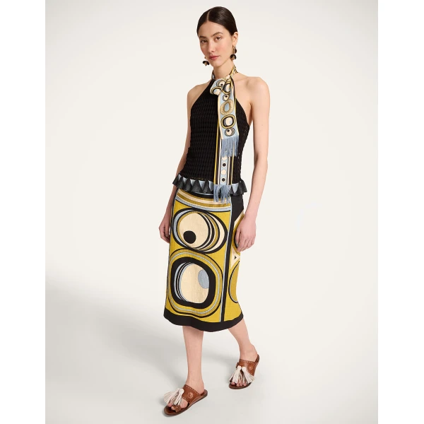 La DoubleJ Pencil Skirt in Sanctuary Placée Gold, view 4
