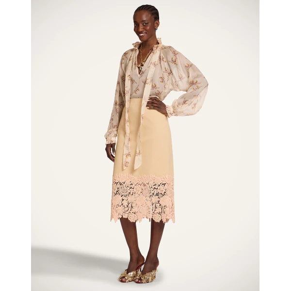 La DoubleJ Pencil Skirt in Solid Light Beige, view 2