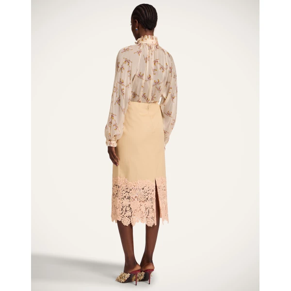 La DoubleJ Pencil Skirt in Solid Light Beige, view 3