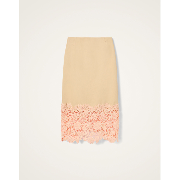 La DoubleJ Pencil Skirt in Solid Light Beige - Skirts - Milanese Maximalist Fashion at Luxury Shoes 