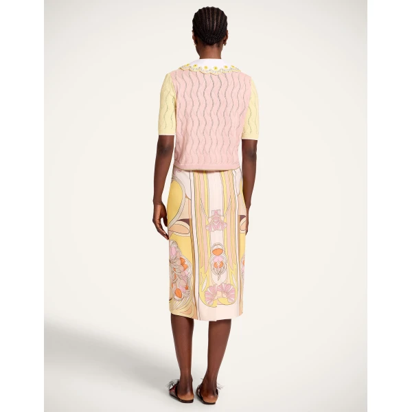 La DoubleJ Pencil Skirt in Tulip Placée Pale Pink, view 3