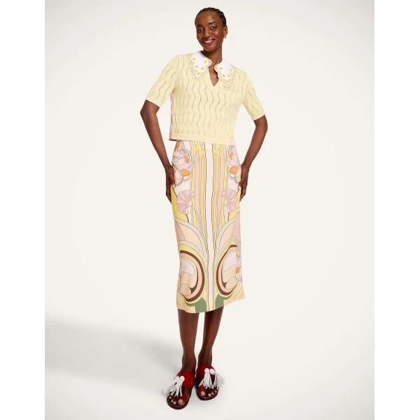 La DoubleJ Pencil Skirt in Tulip Placée Pale Pink, view 4