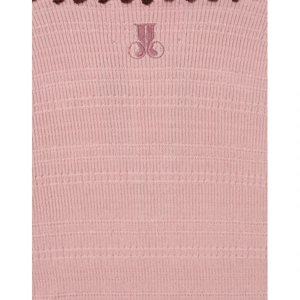 La DoubleJ Picket Polo Top in Solid Pink, view 6