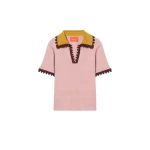 La DoubleJ Picket Polo Top in Solid Pink