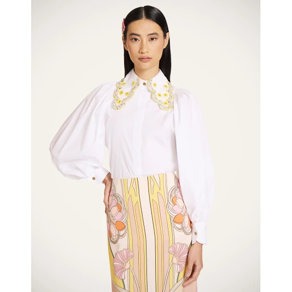 La DoubleJ Pouf Shirt in Solid White, view 4